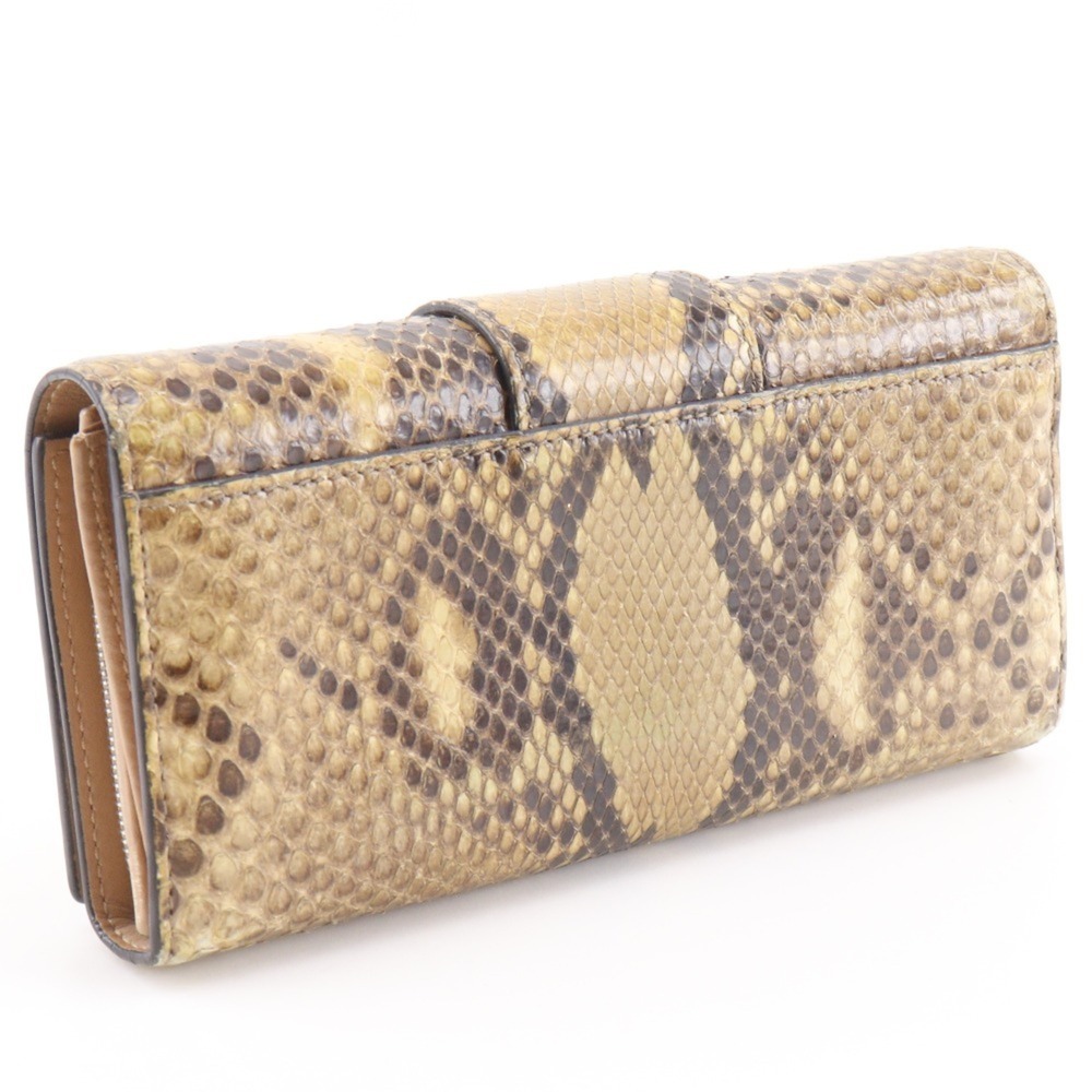 Gucci Bamboo Long Wallet 369661 Python Brown Snap… - image 3